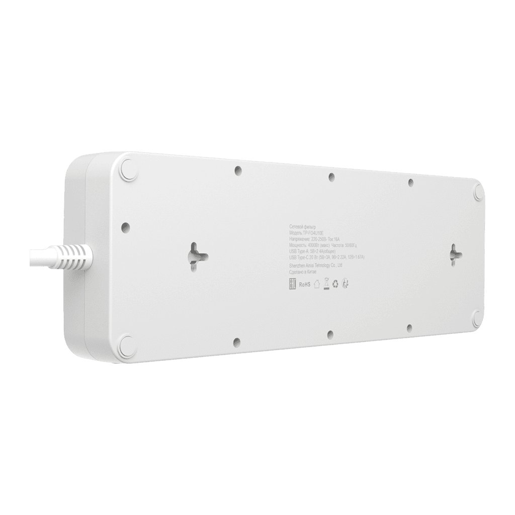 Сетевой фильтр Agni TP-FO4U10E-С-2m-white (2м, 10 розеток, белый)