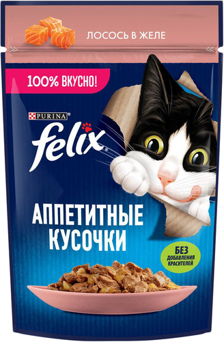 Пресервы Felix Аппетитные кусочки с лососем в желе 75 г