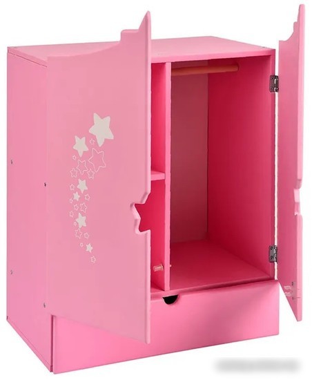 Шкаф для кукол Leader Toys Diamond Star c дизайнерским звездным принтом 74219 (розовый)