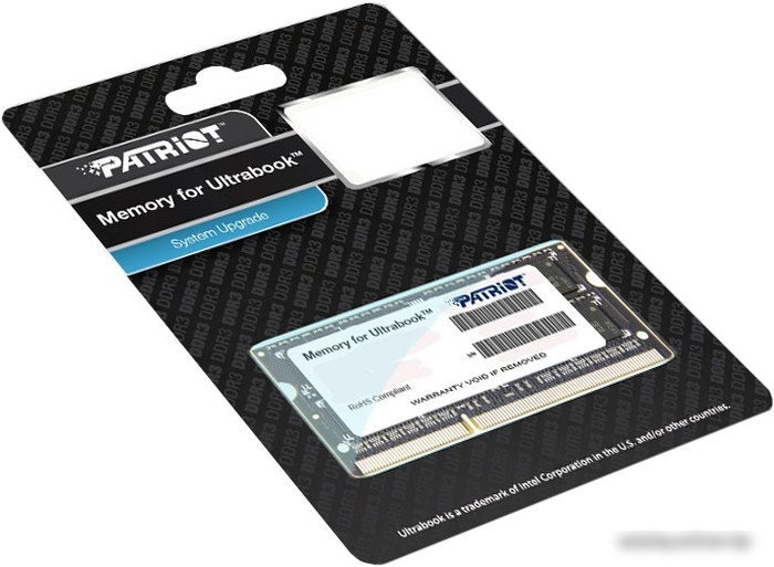 Оперативная память Patriot Memory for Ultrabook 8GB DDR3 SO-DIMM PC3-12800 (PSD38G1600L2S)