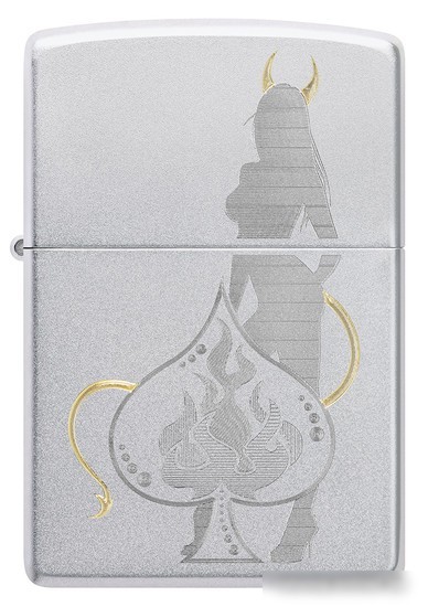 Зажигалка Zippo Satin Chrome Devilish Ace 48658