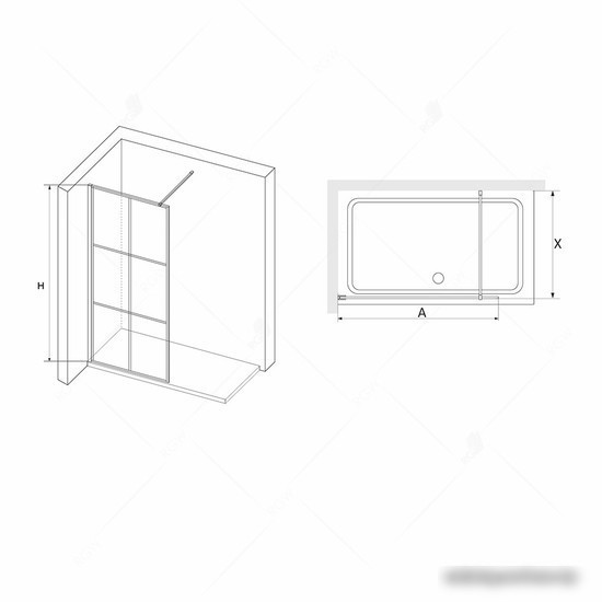 Душевая стенка RGW WA-011B 35101190-84 90 (черный/прозрачное стекло)
