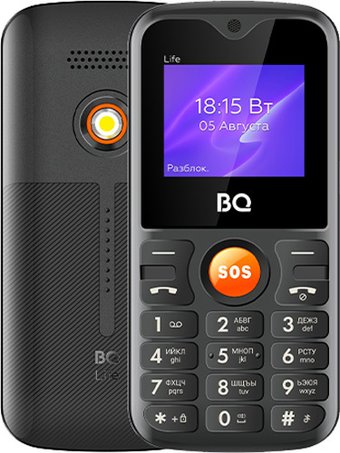 Кнопочный телефон BQ BQ-1853 Life (черный/оранжевый)