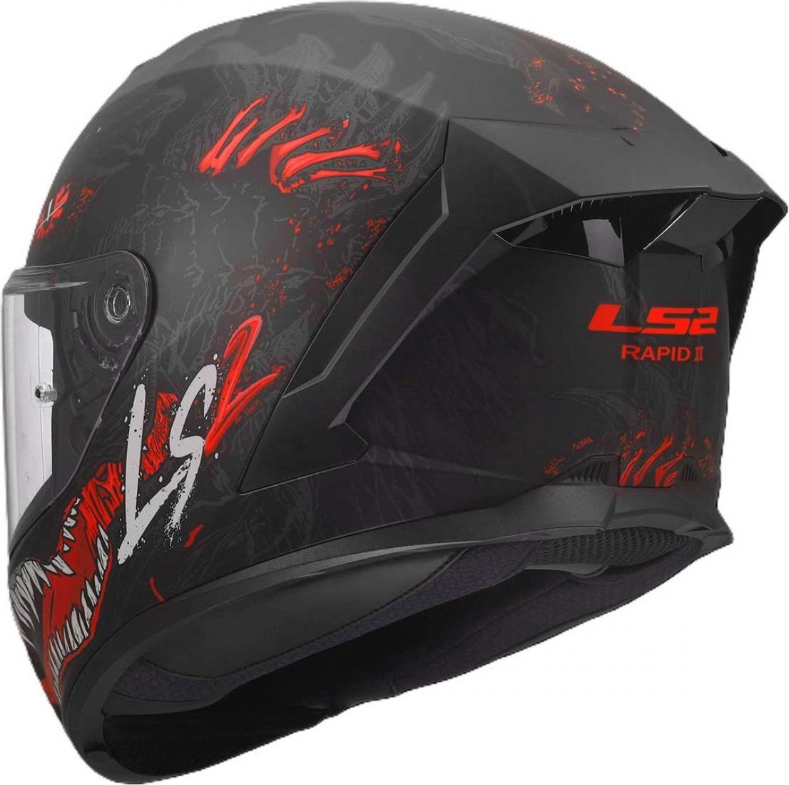 Мотошлем LS2 FF820 Rapid III Kaiju II (XL, черный/красный/белый)