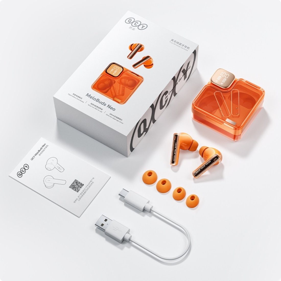 Наушники QCY MeloBuds Neo (оранжевый)
