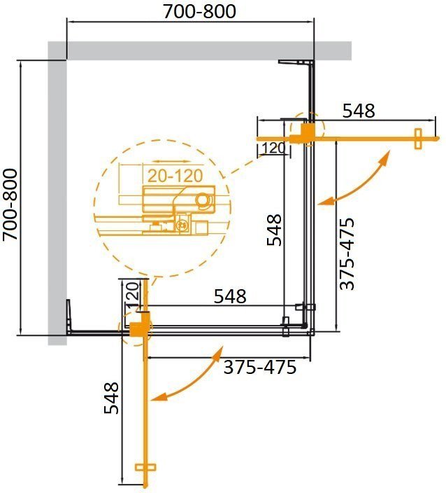 Душевой уголок Cezares SLIDER-A-2-70/80-C-BORO