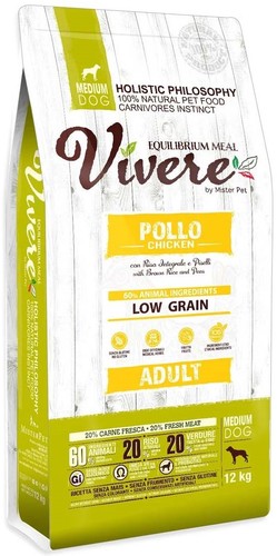 Сухой корм для собак Vivere Medium Adult Low Grain Chicken (Курица) 12 кг
