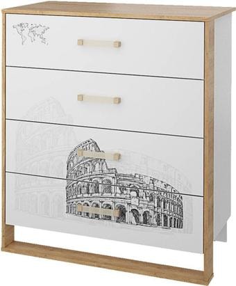 Комод Stolline Сити СТЛ.336.04 (бело-серый/дуб небраска)