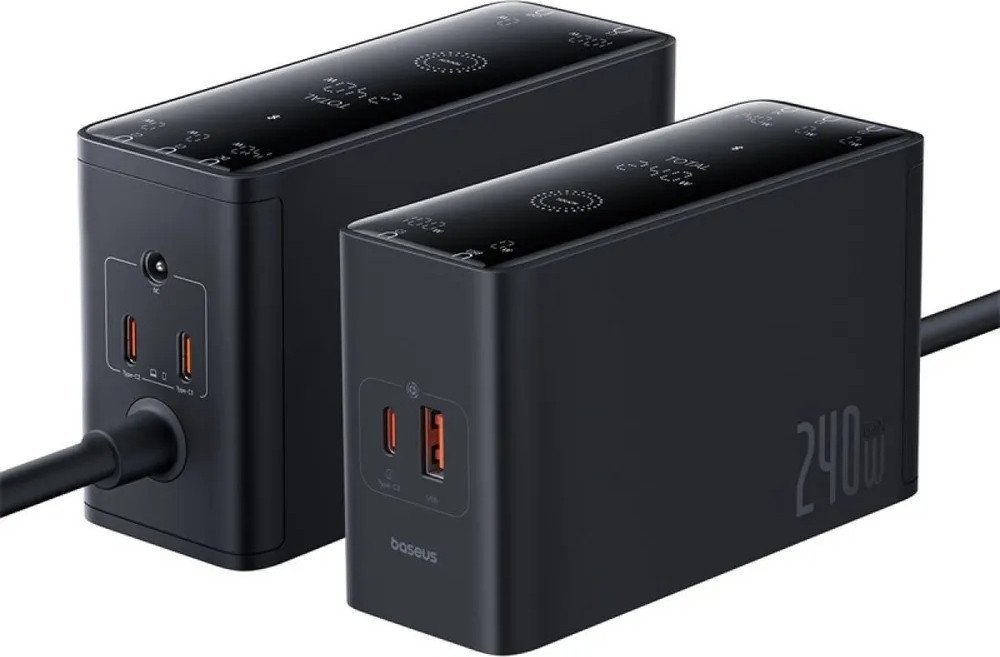 Сетевое зарядное Baseus Digital GaN Intelligent Desktop 3C+U+DC 240W P10163901113-00 (черный)