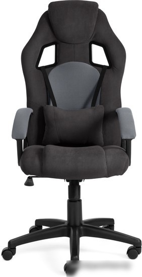 Кресло TetChair Driver (флок/ткань, черный/серый)