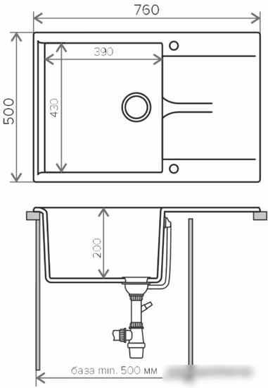 Кухонная мойка Polygran Gals 760 (опал 328)