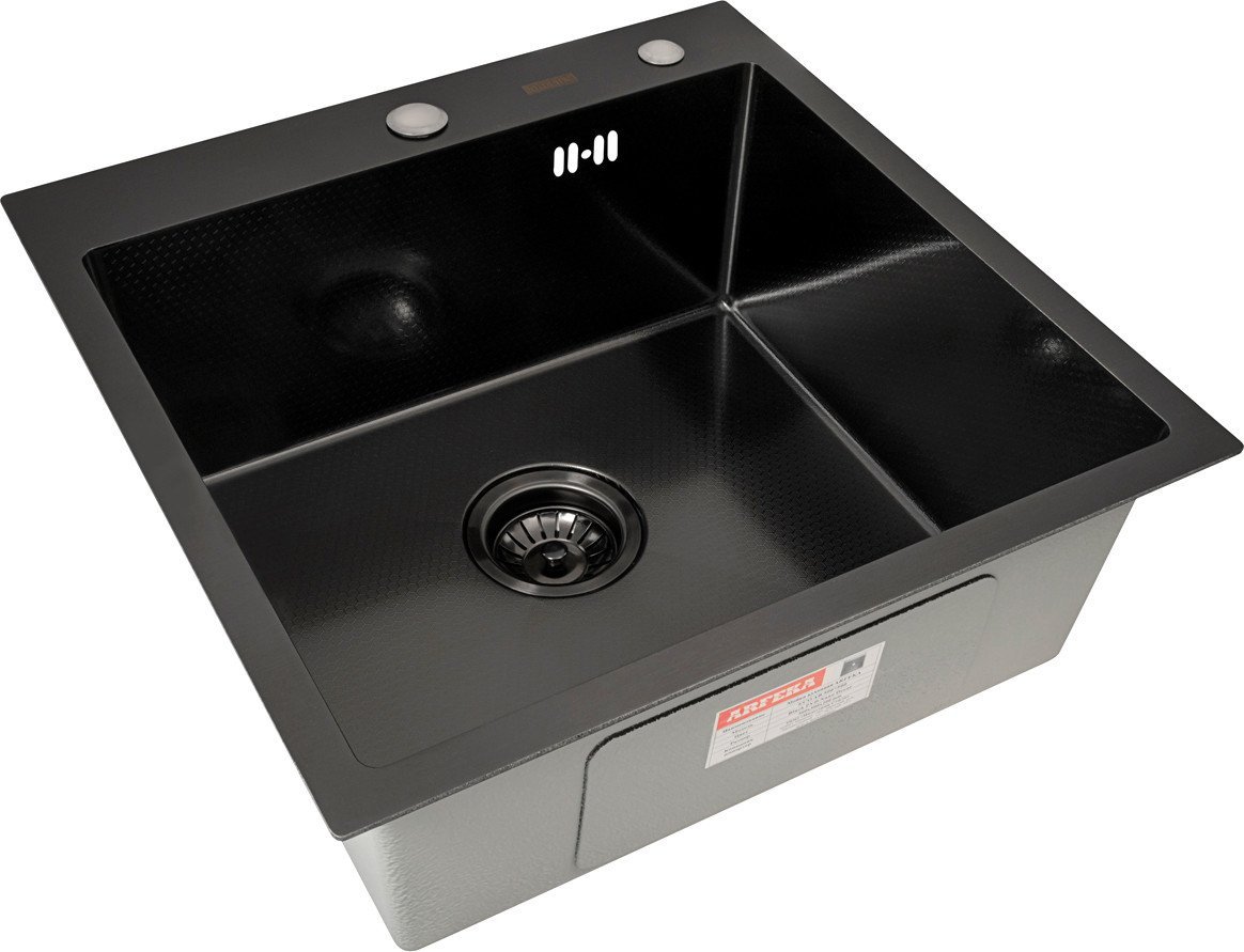 Кухонная мойка ARFEKA Eco AR 500*500 Black PVD Nano Decor Millet Grains