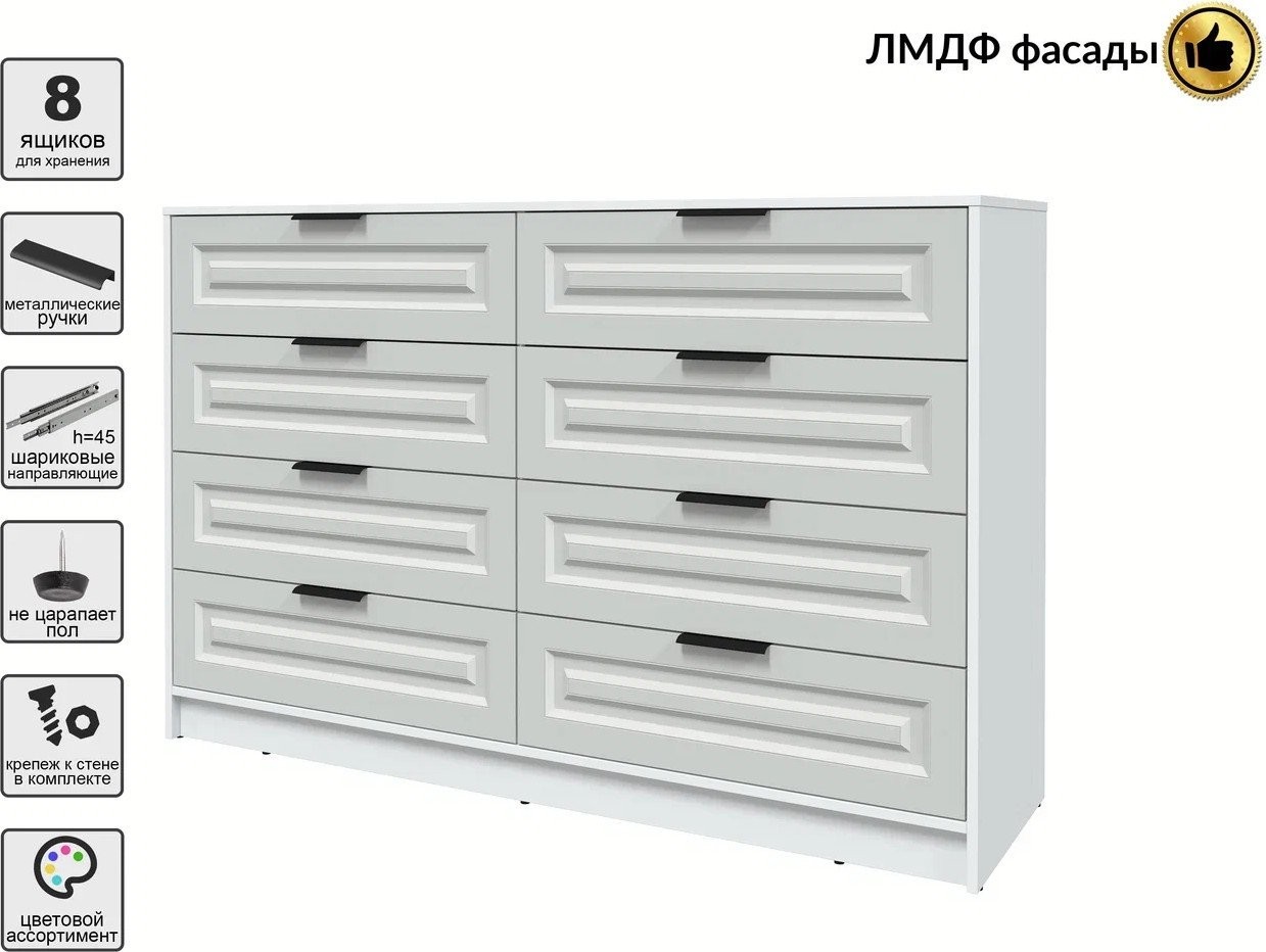 Комод Интерлиния Концепт КТ-К157 Деко (белый платинум/грей)