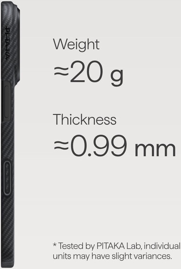 Чехол для телефона Pitaka Ultra-Slim для iPhone 17 Pro (600D Black/Grey Twill)