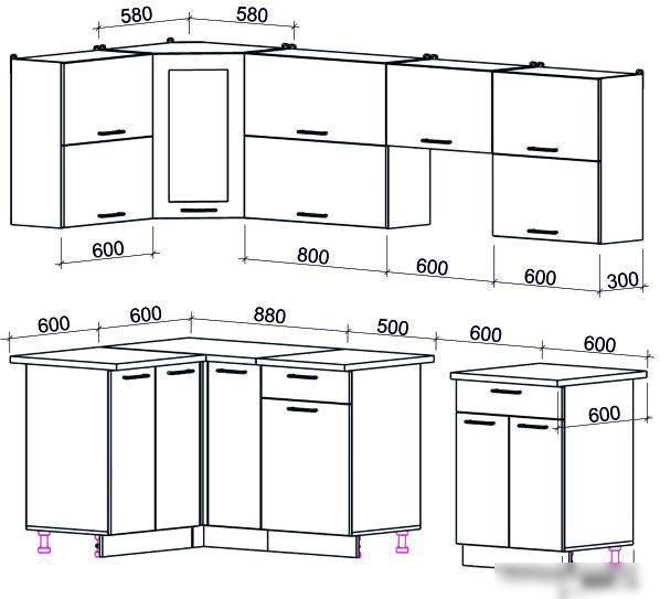 Угловая кухня Интерлиния Мила Gloss 60-12x26 (красный/черный глянец)