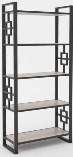 Стеллаж Hype Mebel Квадро 50x200 (черный/дуб галифакс натуральный)