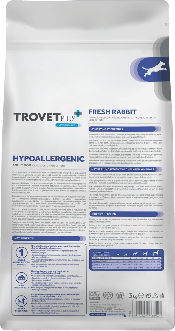 Сухой корм для собак Trovet Plus Adult Dog Hypoallergenic Fresh Rabbit (10кг)