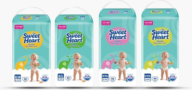 Трусики-подгузники Sweet Heart 6-11кг (M, 52 шт)