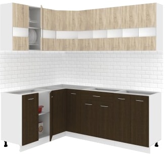 Угловая кухня Кортекс-мебель Корнелия Экстра 1.5x2.1 без столешницы (дуб сонома/венге)