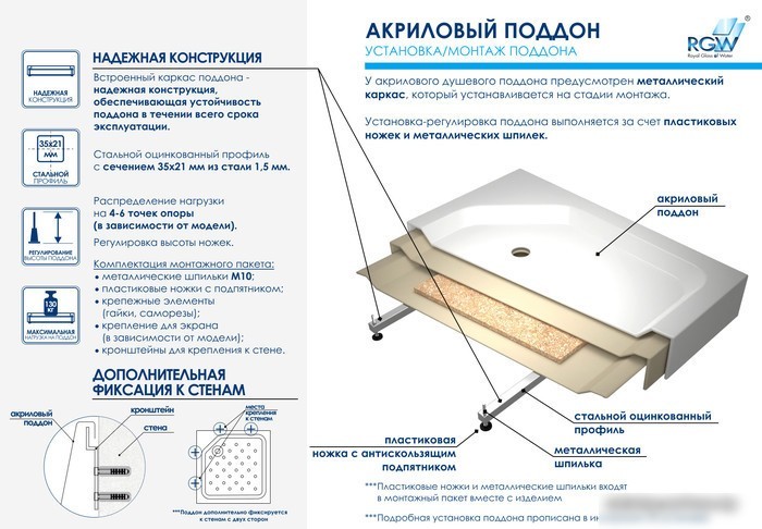 Душевой поддон RGW LUX/TN-TR 16180500-41 100x100