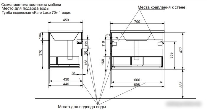 Эстет Тумба с умывальником Kare Luxe ФР-00007080