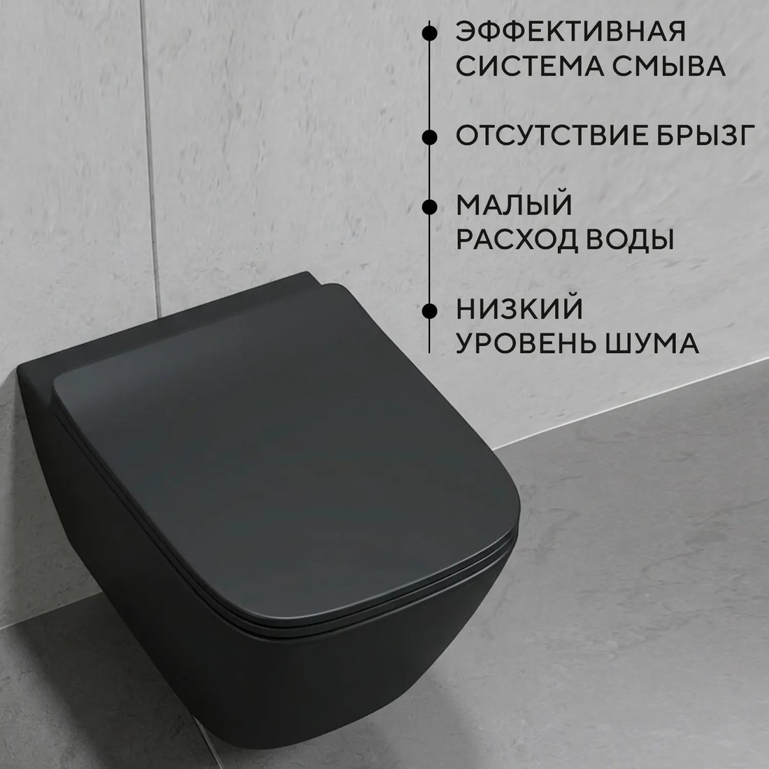 Унитаз подвесной Lauter Magdeburg 21103EC + EVO815N + Triton Pro EVO (черный матовый с кнопкой смыва черный матовый)