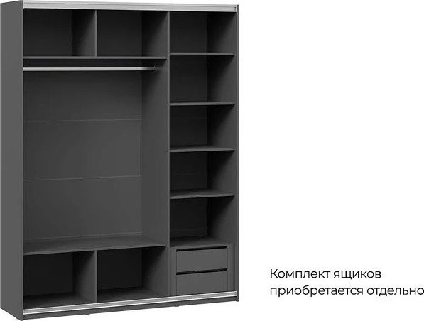 Шкаф-купе Трия Оскар Тиффани Т2 1800 282746 (черный/серый графит/графит матовый)