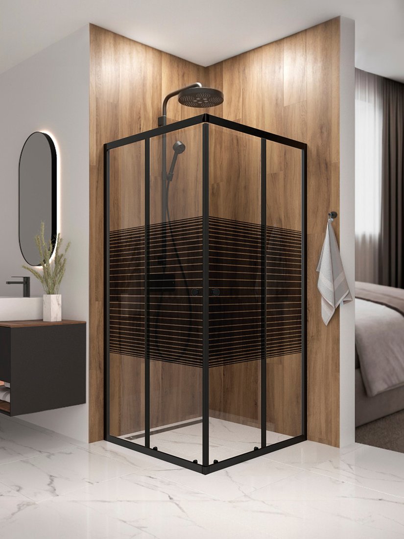 Душевой уголок Domani-Spa Shape 2 99 90x90x190 без поддона (графит/прозрачное stripe стекло)