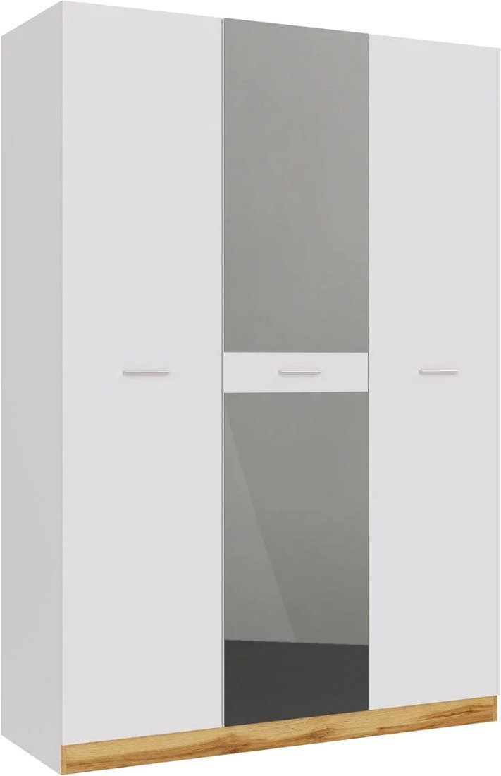Шкаф распашной НК-Мебель Fresco 3-х дверный с зеркалом N 72518530 (белый/дуб вотан)