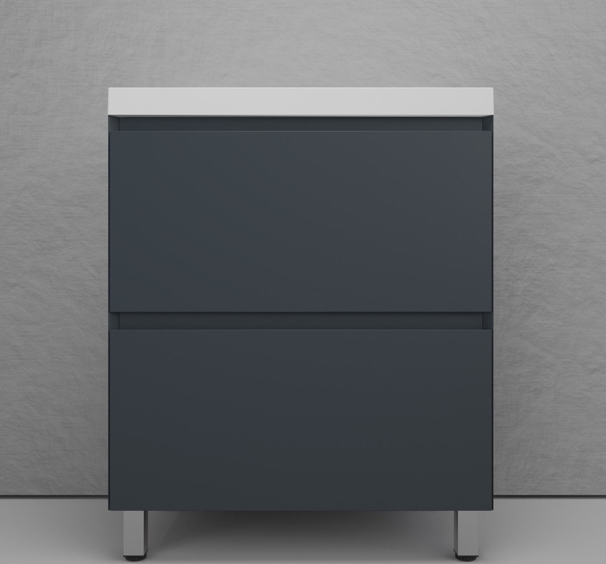Symbolite Тумба с умывальником Манхэттен 70 Plus 2 ящика + Asti 70x45 (графит/серый шелк)