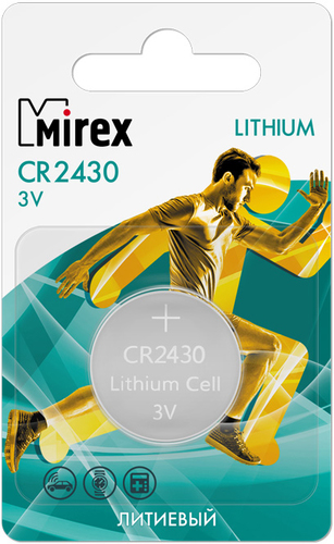 Батарейка Mirex CR2430 3V 1 шт (1/40/240) ecopack 23702-CR2430-E1