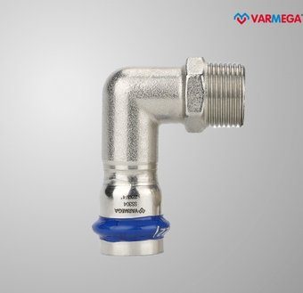 Фитинг Varmega Угольник раструбный Inox Press с наружной резьбой 22x1/2" VM715002204