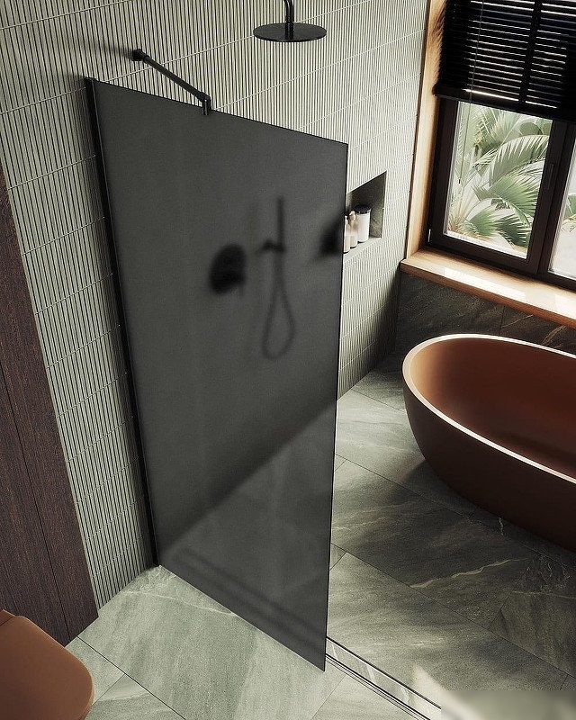 Душевая стенка MaybahGlass 99x195 MGD-1356-6ш (графитовое матовое стекло/черный)