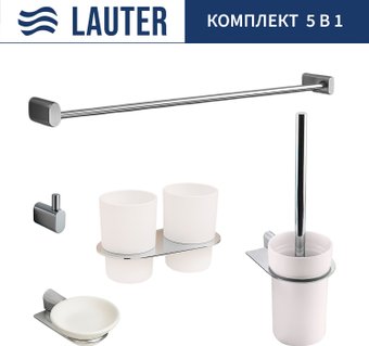 Набор аксессуаров для ванной Lauter 21SH2081 + 21SH2051 + 21SH2091 + 21SH42011 + 21SH2111 (Chrome, 5 предметов)