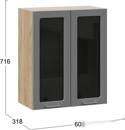 Шкаф навесной Трия Габриэлла 1ВВ6С с двумя дверьми (дуб крафт золотой/титан)