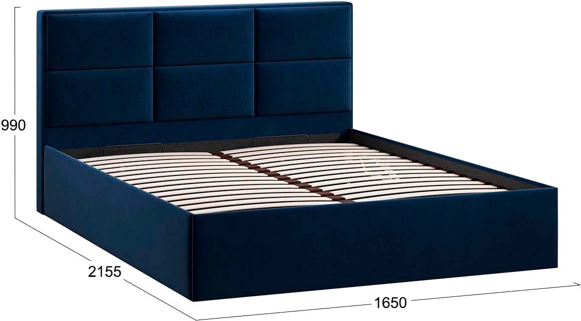 Кровать Трия Стелла Тип 1 c ПМ и заглушиной 160x200 (микровелюр Wellmart Blue)