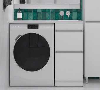 Symbolite Тумба с умывальником Даллас 110 Люкс Plus + Даллас 110x48 (правый, эмаль белый)