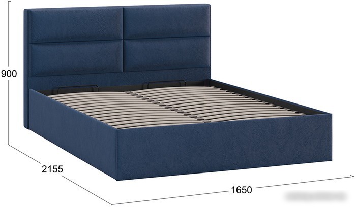 Кровать Трия Глосс универсальный тип 1 с ПМ 160x200 (микровелюр Wellmart Blue)