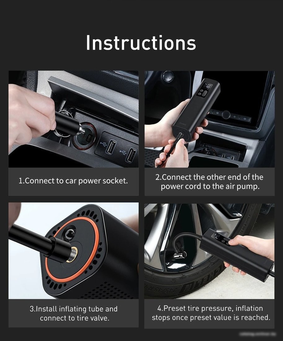 Автомобильный компрессор Baseus Super Mini Inflator Pump CRCQ000001