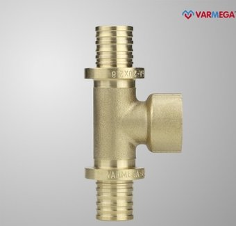 Фитинг Varmega Тройник латунный Slide-fit с внутренней резьбой 20х1/2 VM51113