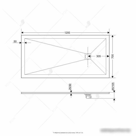 Душевой поддон RGW ST-0127G 16152712-02 70x120