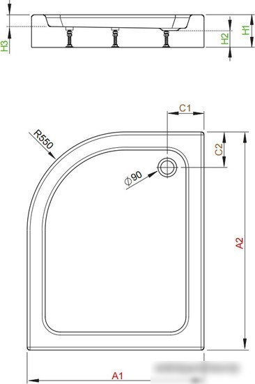 Душевой поддон Radaway Laros E Compact 100x80 (правый) [SLE81017-01R]