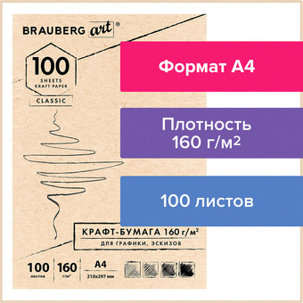 Набор бумаги для рисования BRAUBERG Art Classic 112487 (100 л)