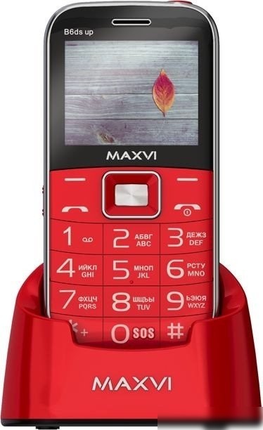 Кнопочный телефон Maxvi B6ds up (красный)