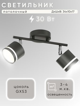 Припотолочная люстра Aitin Pro X4505/2 (черный/хром)