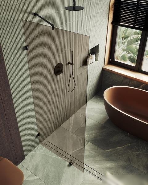 Душевая стенка MaybahGlass 79x195 MGD-262-6 (бронзовое стекло/черный)