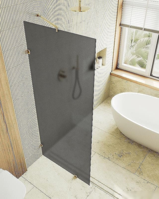 Душевая стенка MaybahGlass 89x195 MGD-272-3 (графитовое матовое стекло/золото)