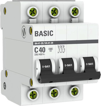Выключатель автоматический EKF ВА 47-29 3P 40А (С) 4.5кА mcb4729-3-40C