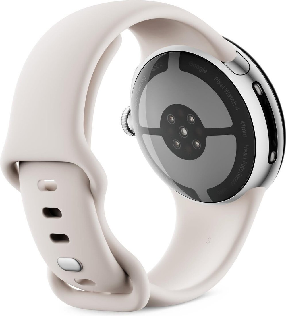 Умные часы Google Pixel Watch 4 41 мм (глянцевый серебристый/фарфор, спортивный силиконовый ремешок)
