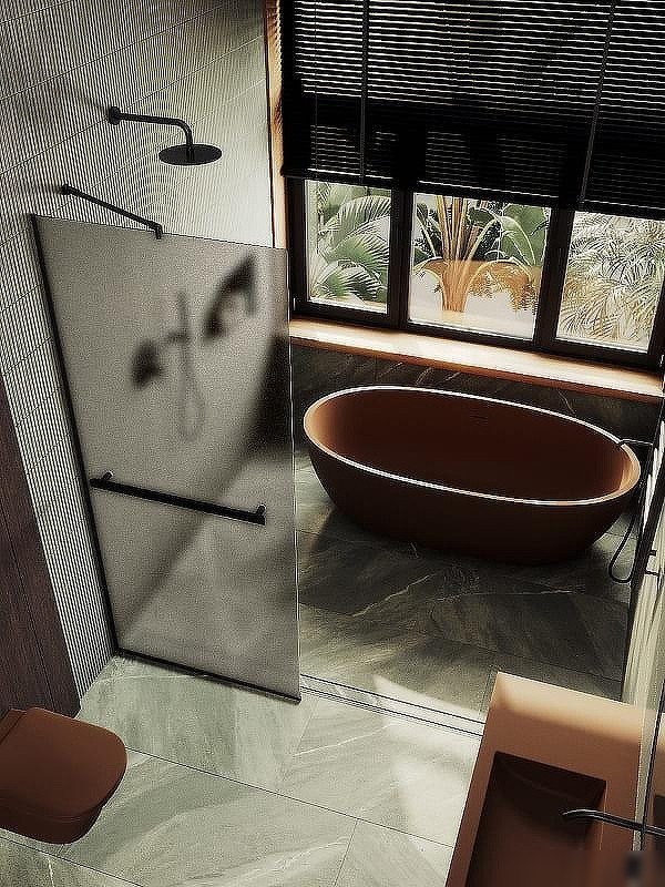 Душевая стенка MaybahGlass 99x195 MGD-1460-6у (бронзовое матовое стекло/черный)